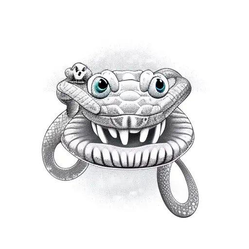 cartoon snake happily flipping his tounge tattoo design idea