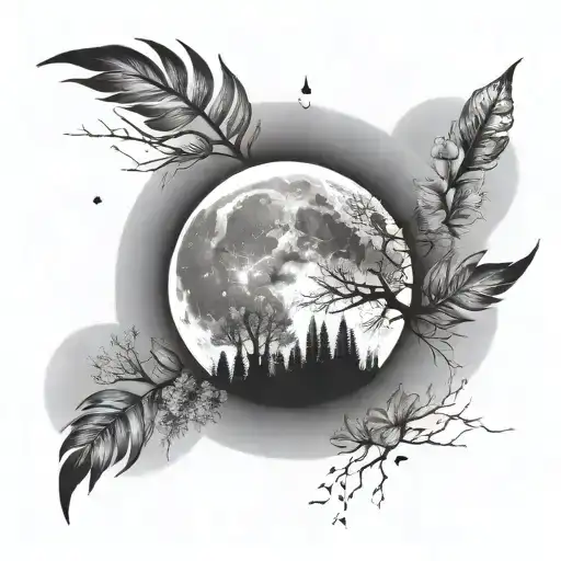 included all Phases of the moon, still growing in nature make it feminine tattoo design idea