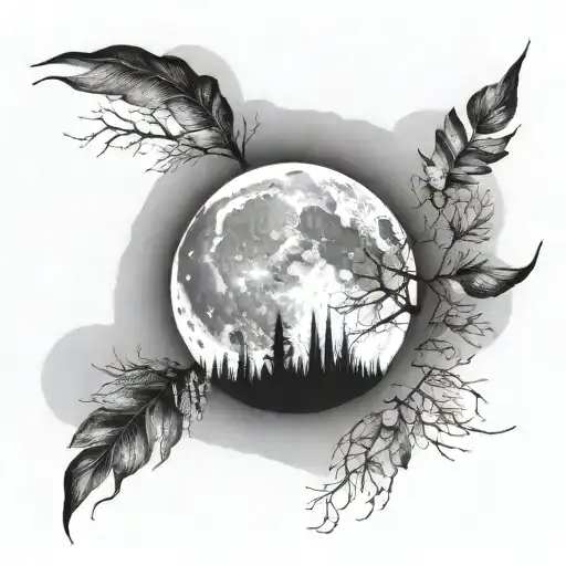 included all Phases of the moon, still growing in nature make it feminine tattoo design idea