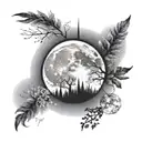 Phases of the moon, still growing in nature tattoo design idea