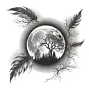 Phases of the moon, still growing in nature tattoo design idea