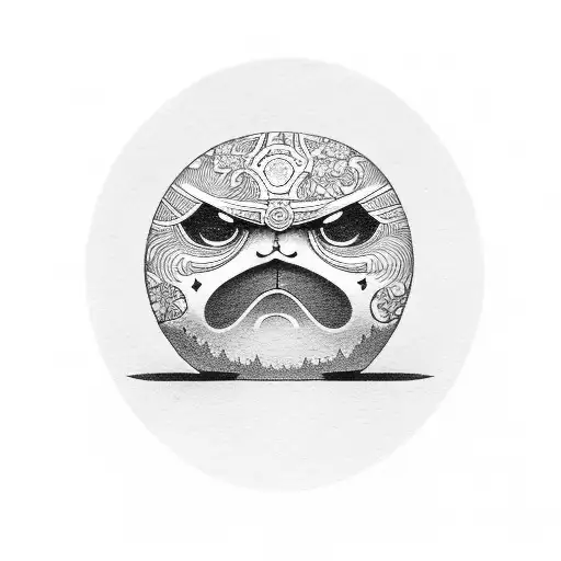 daruma charm tattoo design idea