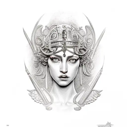 greek goddess nemesis tattoo design idea