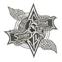 elders scrolls skyrim logo on forearm and wrapping around back tattoo design idea