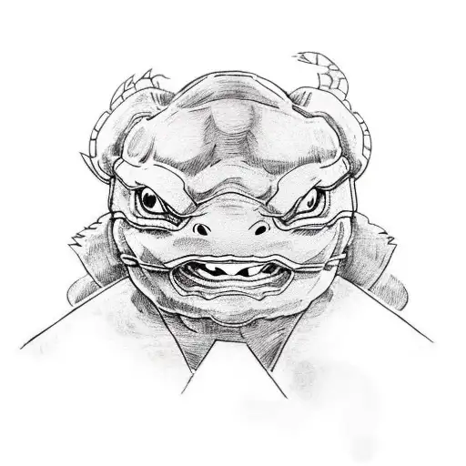 Raphael from Teenage Mutant Ninja Turtles and Squirtle the pokemon, who is also wearing a red bandana tattoo design idea