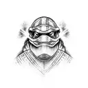 Raphael from TMNT surrounded by thick black and red brush strokes tattoo design idea