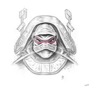 Raphael from TMNT surrounded by thick black and red brush strokes tattoo design idea