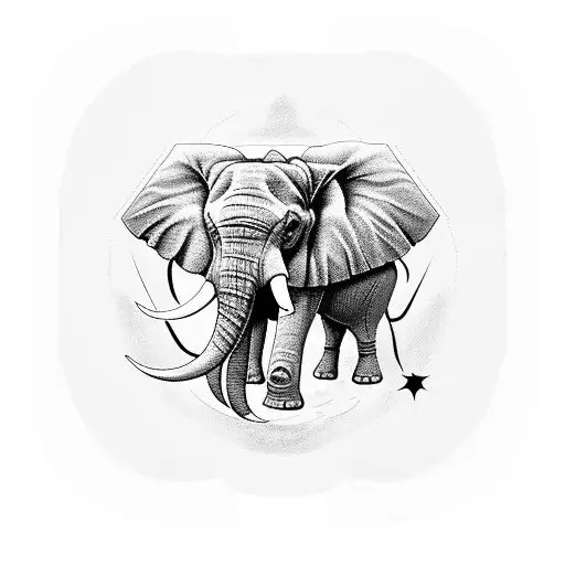A sleeve featuring a small number "185" a elephant guarding 3 baby elephants tattoo design idea