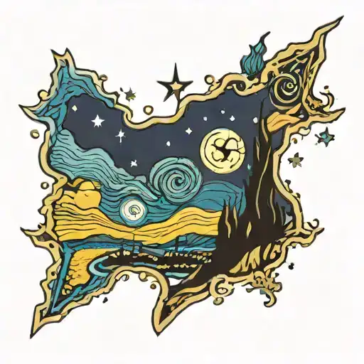 van gogh starry night tattoo design idea