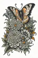 chrysanthemum with butterfly tattoo design spine with words tattoo design idea