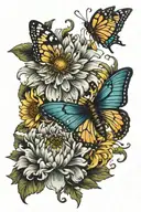 chrysanthemum with butterfly tattoo design spine with words tattoo design idea