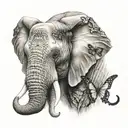 elephant head with butterfly wing ears   tattoo design idea