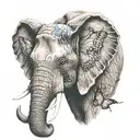 elephant head with butterfly wing ears   tattoo design idea
