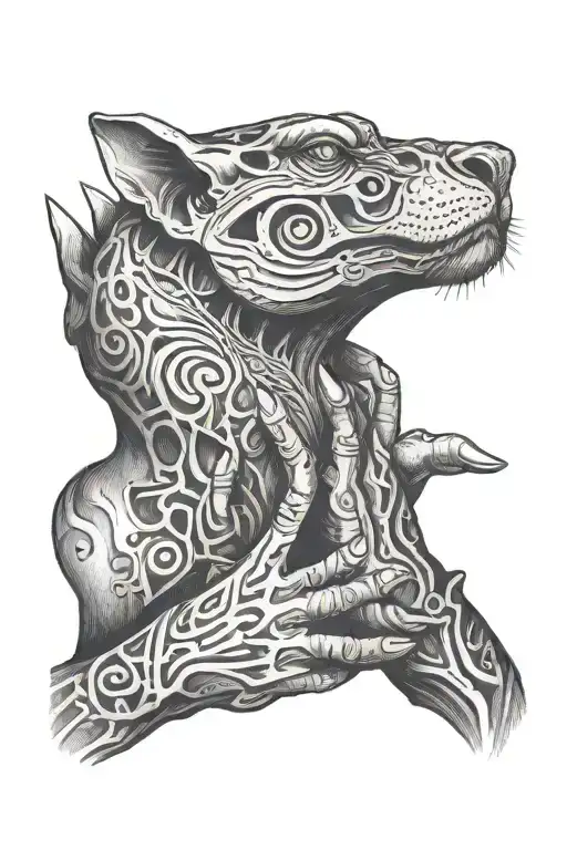 choke hand on neck tattoo design idea