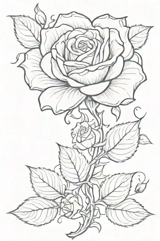 A nature-inspired rose with vines and leaves wrapping around the spine tattoo design idea