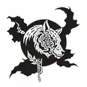 A minimalist tattoo design combining elements from Twenty One Pilots and Teen Wolf tattoo design idea