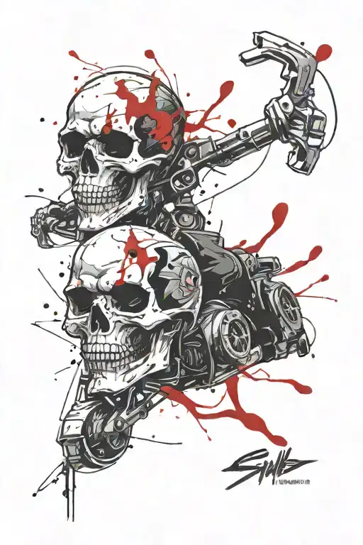 skull biker tattoo design idea