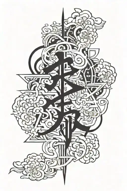 japanese letters for courage honor and strength inspired tattoo design idea