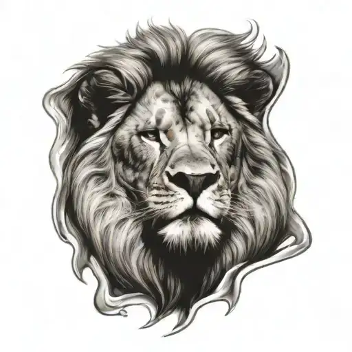 lion with a lot of scars on his face  tattoo design idea