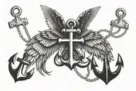 wings and an anchor tattoo design idea
