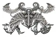 wings and an anchor tattoo design idea
