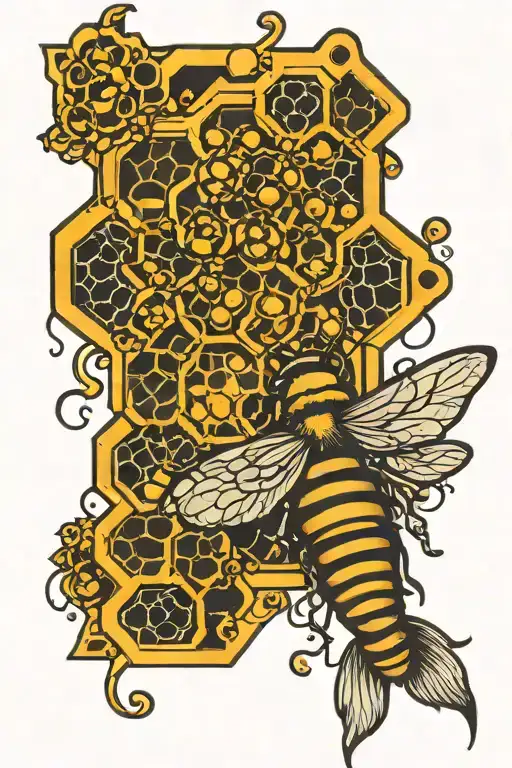 Beehive honeycomb pattern sleeve tattoo tattoo design idea