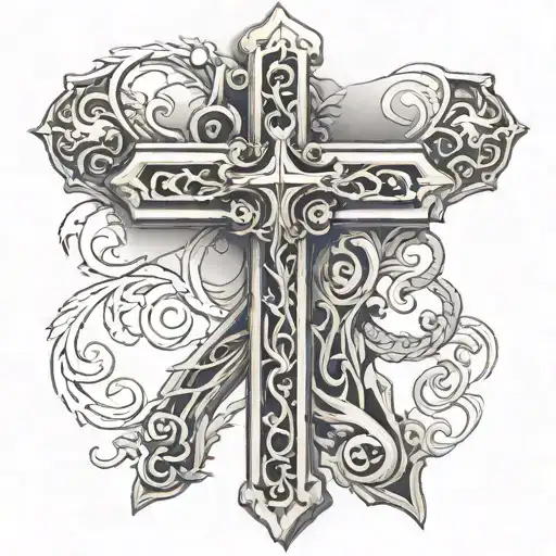 Cross and Romans 8:31 tattoo design idea