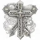Cross and Romans 8:31 tattoo design idea