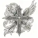 Cross and Romans 8:31 tattoo design idea
