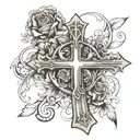 Cross and Romans 8:31 tattoo design idea