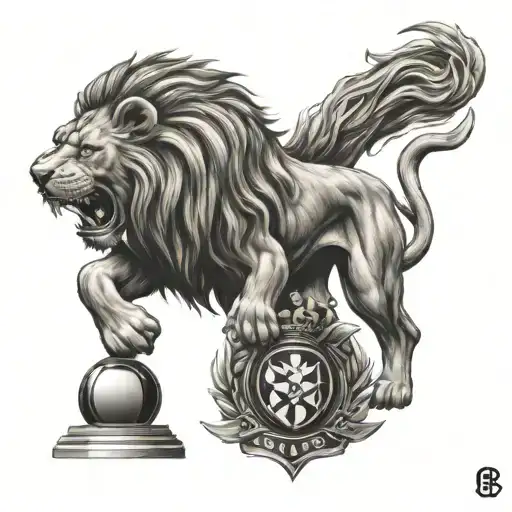 roaring lion, Bayer 04 Leverkusen logo, DFB Pokal, championship trophy, 14.04.2024, 25.05.2024, tattoo design idea
