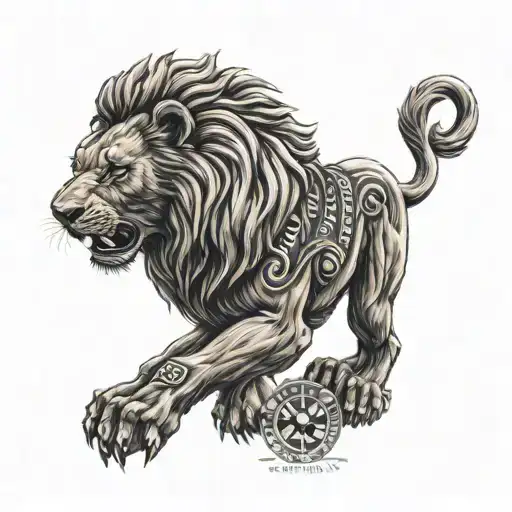 roaring lion, Bayer 04 Leverkusen logo, DFB Pokal, championship trophy, 14.04.2024, 25.05.2024, tattoo design idea