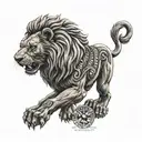 roaring lion, Bayer 04 Leverkusen logo, DFB Pokal, championship trophy, 14.04.2024, 25.05.2024, tattoo design idea