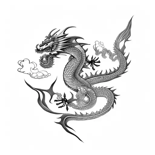 Dragon katana cloud  tattoo design idea