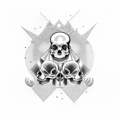 hear no evil see no evil skulls tattoo design idea