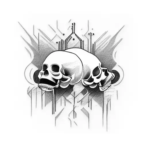hear no evil see no evil skulls tattoo design idea
