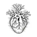 anatomical heart with trees growing from it tattoo design idea