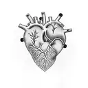 anatomical heart with trees growing from it tattoo design idea