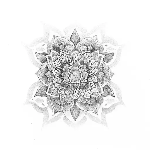 tatoo sur le bras plusieurs mandala avec fleur de vie seringue et oeil grecque tattoo design idea