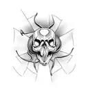 snake flames skull mist tattoo design idea