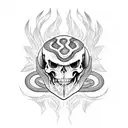 snake flames skull mist tattoo design idea
