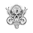 snake flames skull mist tattoo design idea