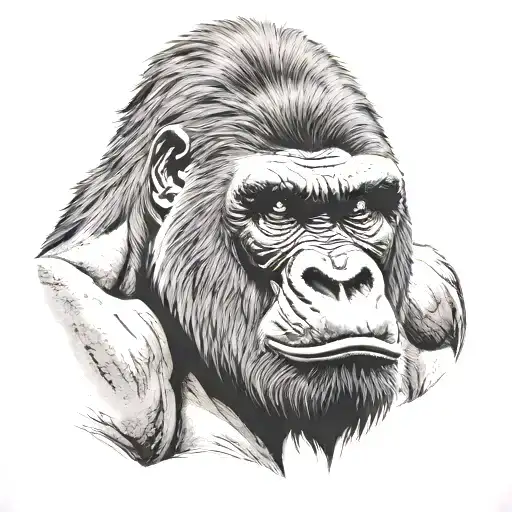 angry silverback gorilla face tattoo design idea