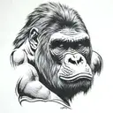 angry silverback gorilla face tattoo design idea