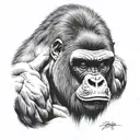 angry silverback gorilla face tattoo design idea