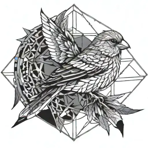 finch landing tattoo design idea