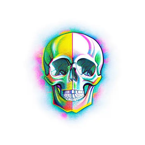 Skull with adhd brain tattoo design idea