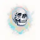 Skull with adhd brain tattoo design idea