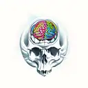 Skull with adhd brain tattoo design idea