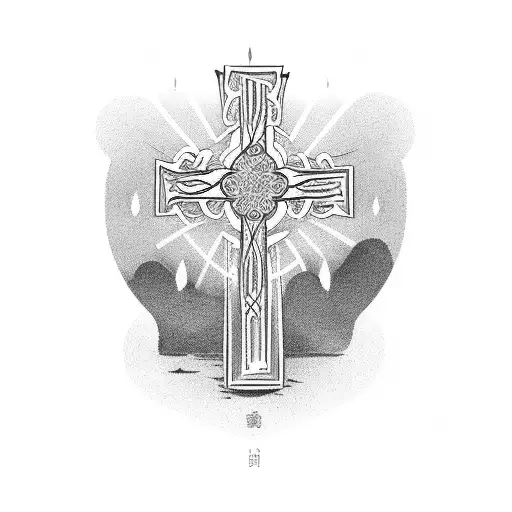 cross dedicated to dad tattoo design idea